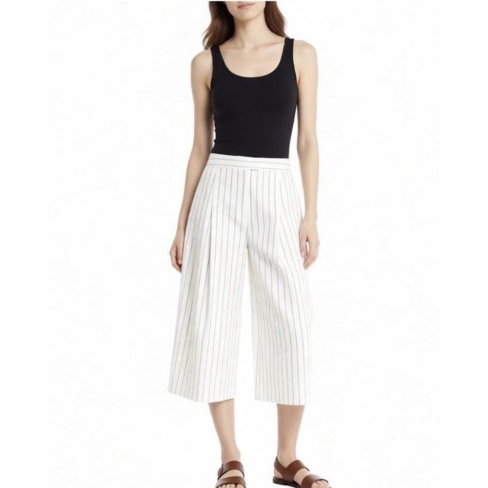N/ Nicholas Wide Leg Cropped Cotton Pants Straps Size 2 Summer Party Business